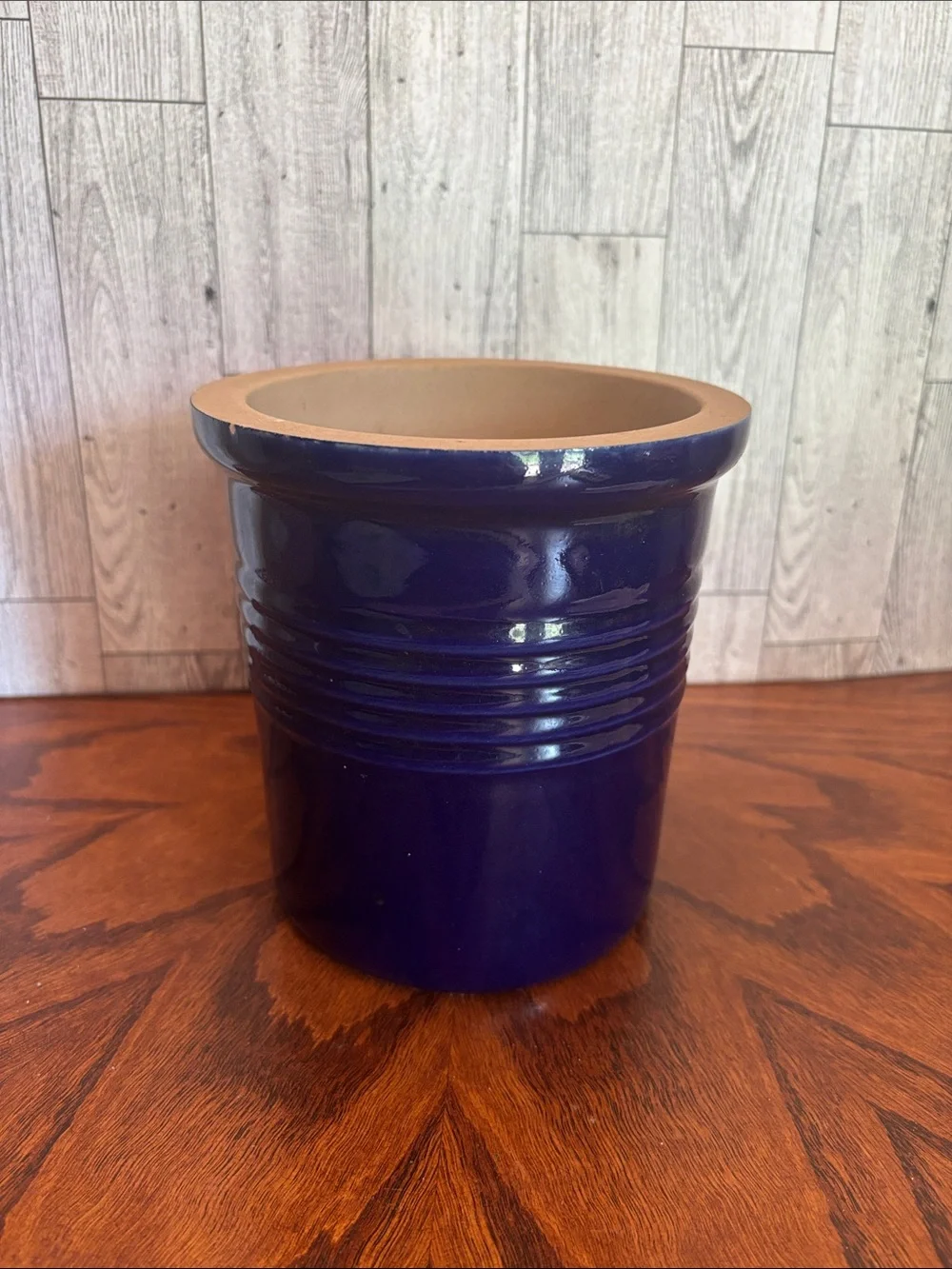 The Pampered Chef Ceramic Utensil Crock in Deep Blue